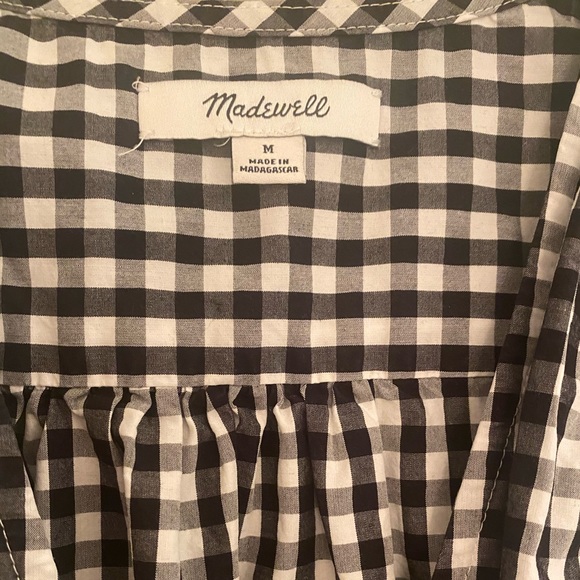 🌻 Madewell Short-Sleeve Cropped Wrap Top in Black/White Gingham Check - XS / M - Picture 9 of 10